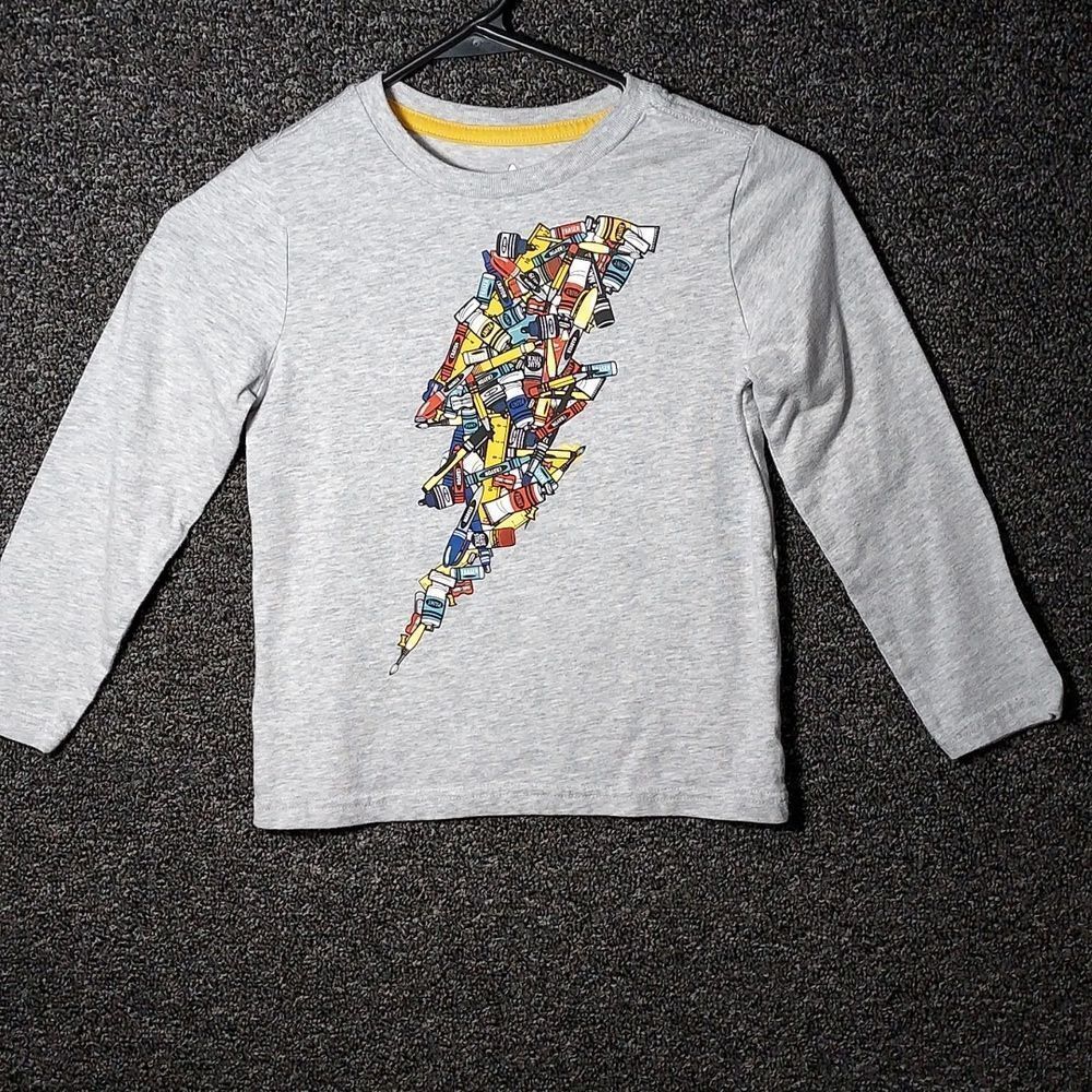 365 Kids Size 6 School Supplies Graphic Long Sleeve Tee Shirt T-Shirt